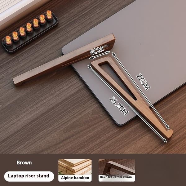 1 Sett Sammenleggbart Laptopstativ i Tre - Justerbar Ergonomisk 12° A One Size