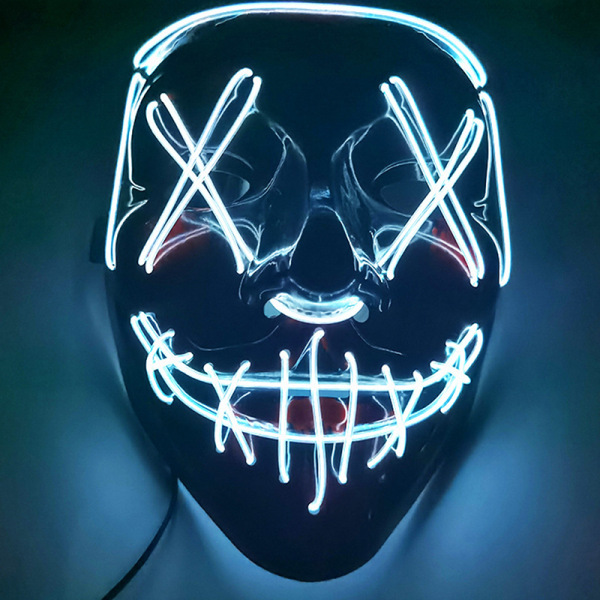 Halloween LED Mask Party Light Up Mix Color Masque Glow In Da White