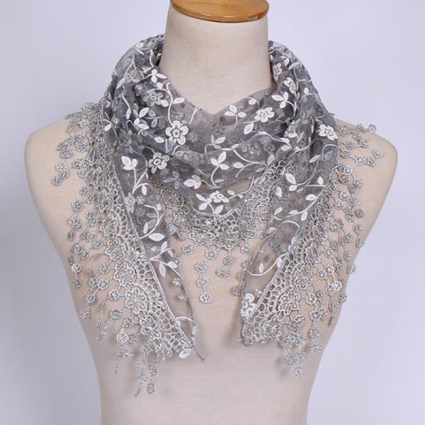 1 Stk Kvinner Mote Triangle Wrap Lady Sjal Blomst Blonderskjerf Sh Gray
