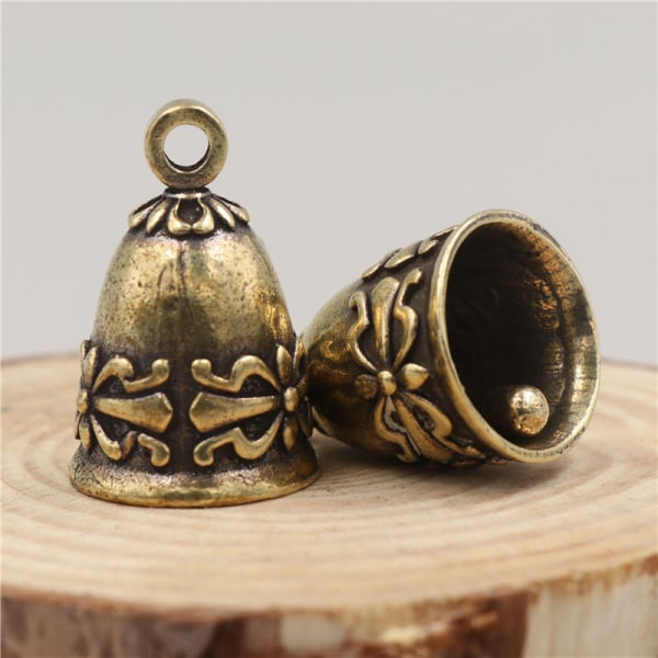 Bell Pendant Jingle Bell Messing Vintage nøkkelring for gavedekor H ONESIZE