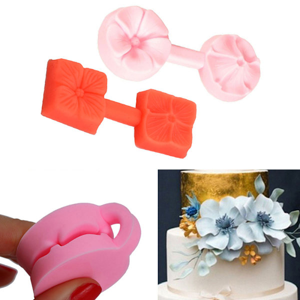 Ny silikone 3D Rose Flower Fondant Cake Chocolate Sugarcraft M Color Random 2 pcs