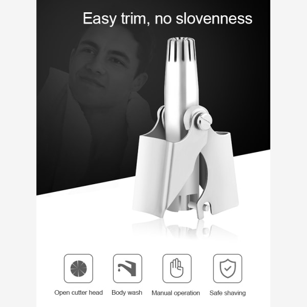 Næsetrimmer til mænd Rustfrit stål Manuel vaskbar næsetrimmer one size