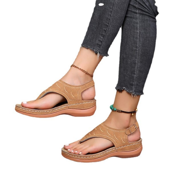 Dame Sandaler Blød Bund Kiler Sko Damer Sommer Sandaler Med Brown 39