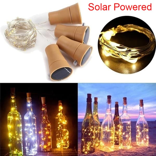 Solenergi Vinflaska Lampor LED Strings Koppartråd Hem Pa White 2M-20LED