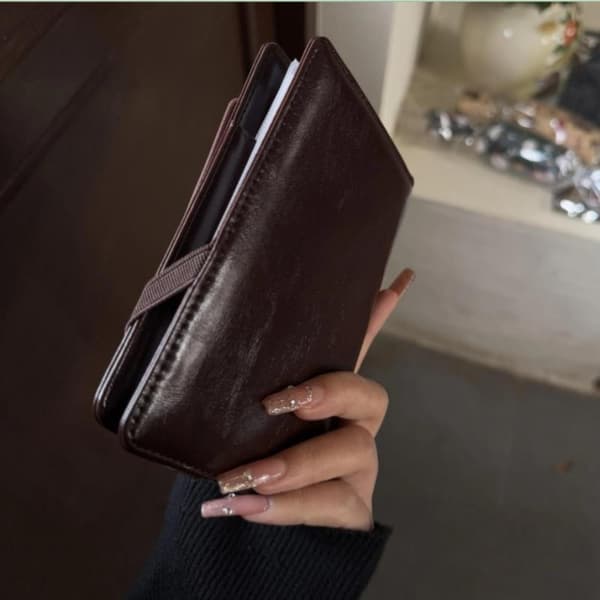 Ny Retro Läder Kortfodral Passfodral Plånbok Resa Black