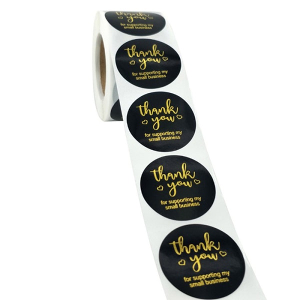 500 stk/rull Bronzing papirforseglingsetikett Takk-klistremerker Egendefinert Black