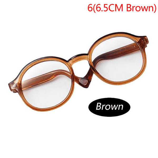 Plysj dukkebriller tilbehør Rund innfatning 6,5/9,5 cm Eyewear Clea 6(6.5CM Brown)