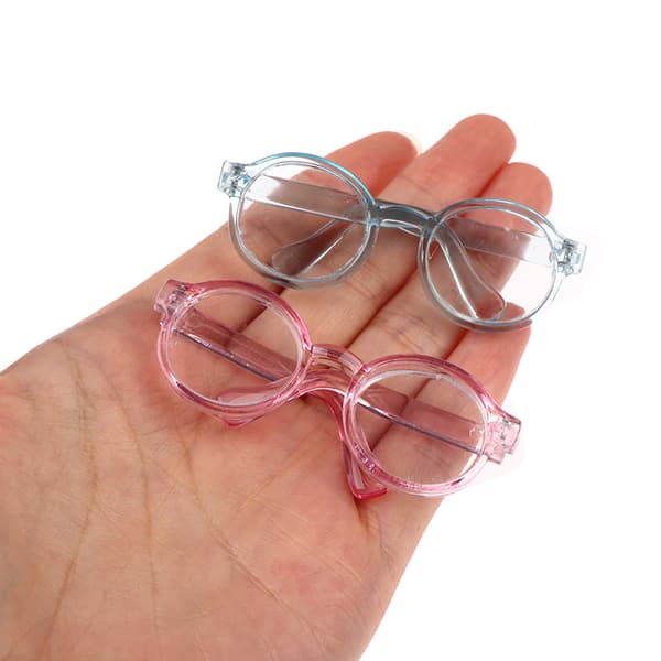 Pehmo-nukkelasit tarvikkeet pyöreä kehys 6,5/9,5 cm silmälasit Clea 10(6.5CM White)