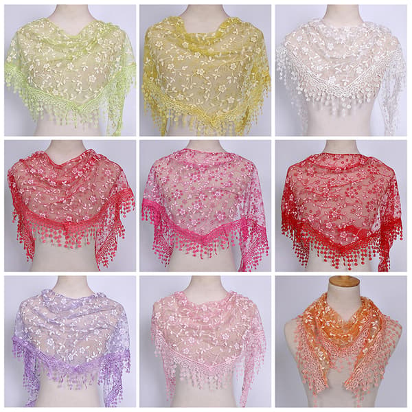 1 Stk Kvinner Mote Triangle Wrap Lady Sjal Blomst Blonderskjerf Sh Dark pink
