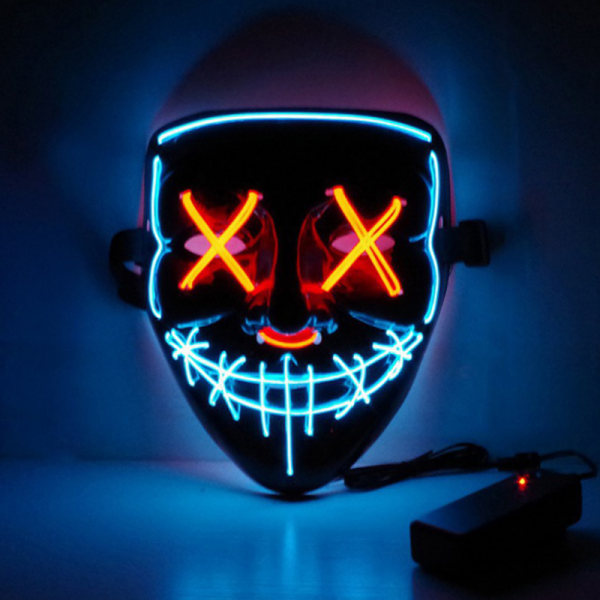 Halloween LED Mask Party Light Up Mix Color Masque Glow In Da Sky blue