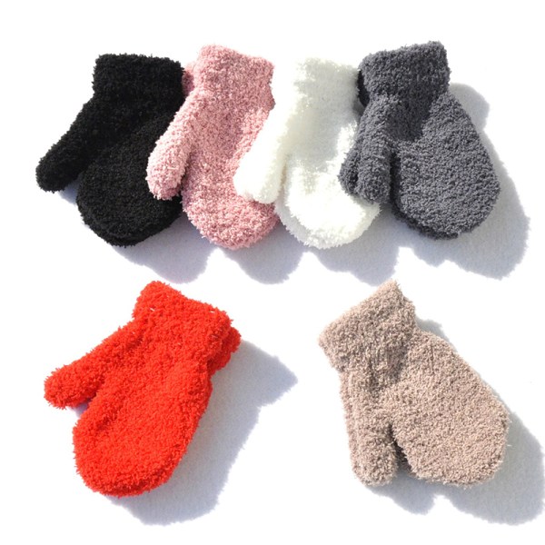 Babyhandsker Winter Plus Velvet Vanter Børn Kid Coral Fleec Dark gray