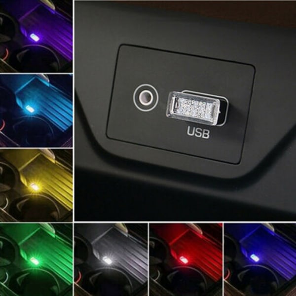 Mini Lampe Pære Tilbehør LED USB Bil Interiør Neon Atmosfære Light blue  15d7 | Light blue | Fyndiq