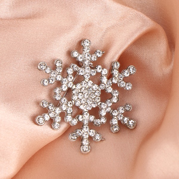 Rhinestone inläggningar snöflinga formad brosch legering brosch smycken sliver