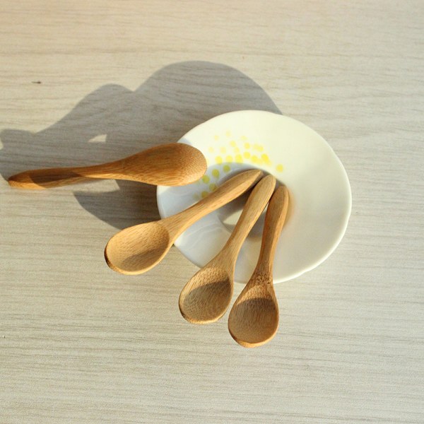 Ny lille træ baby honning kaffeske Krydderi ske 9,2*2. 2 pcs
