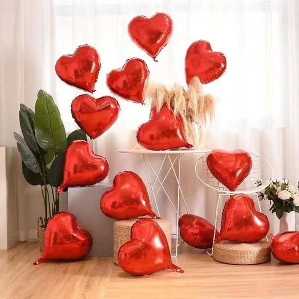 10 STK 45 cm Store Folie Røde Hjerteformede Balloner Til Valentinsdag A4