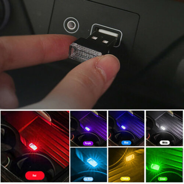 Mini Pære Tilbehør LED USB Bil Interiør Neon Atmosfære Light blue
