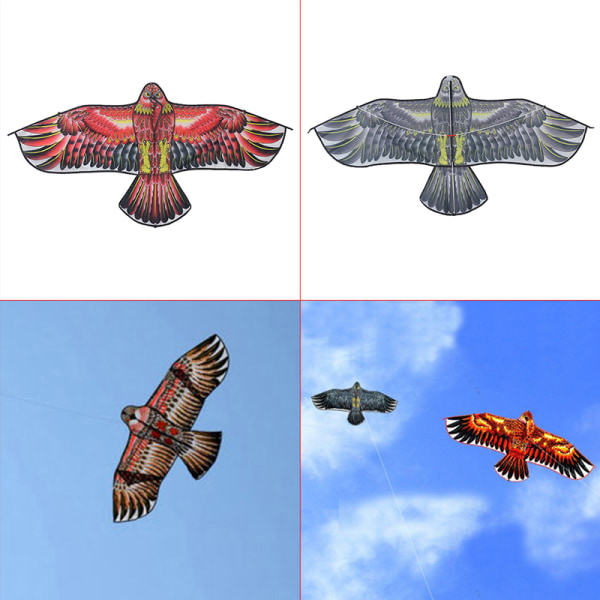Børn 1,2 m flad ørn drage 100 m dragelinje Børn Flyvende fugl K 2(1.2M Black kite)