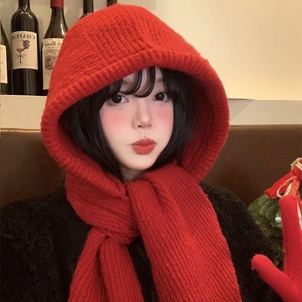 Balaclava Mössa Hatt Halsduk 2-I-1 Förtjockad Varm Retro Red