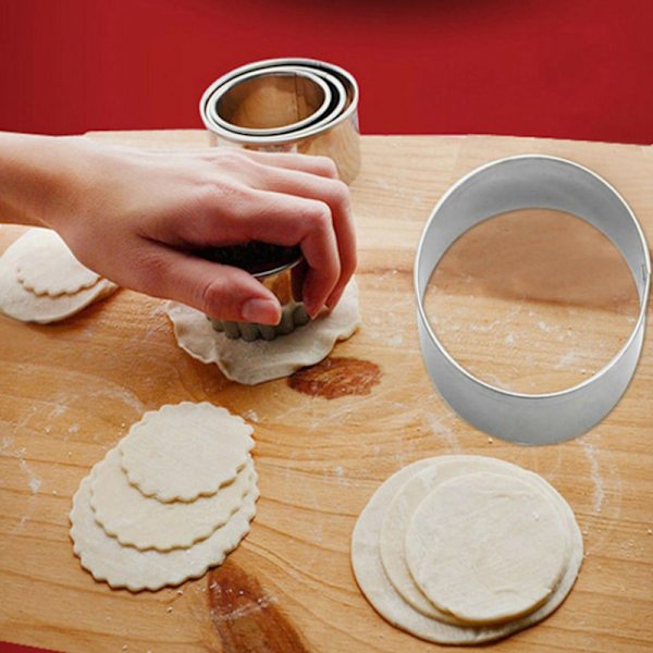 5 sæt rund cirkel i rustfrit stål Cookie ter Biscuit DIY Bakin One Size