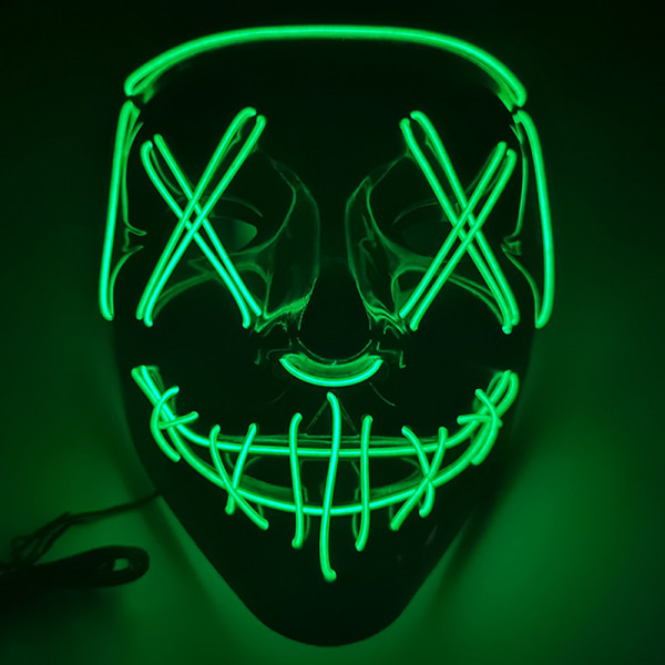 Halloween LED Mask Party Light Up Mixed Color Masque Glow In Da Green