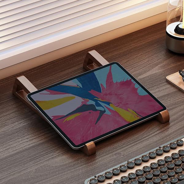 1 Sæt Foldbart Laptopstativ i Træ - Justerbar Ergonomisk 12° A One Size