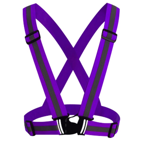 1 stk Sikkerhedsjusterbar Sikkerhedsreflekterende Synlighed Stribet Vest Purple 2 PCS