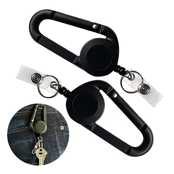 ID-kort Nyckelring Lanyard Clip Nyckelring Infällbart bältesrep H White