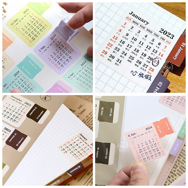 2023 2024 Kalender-klistremerker Årlig månedlig daglig planlegger Notebo A