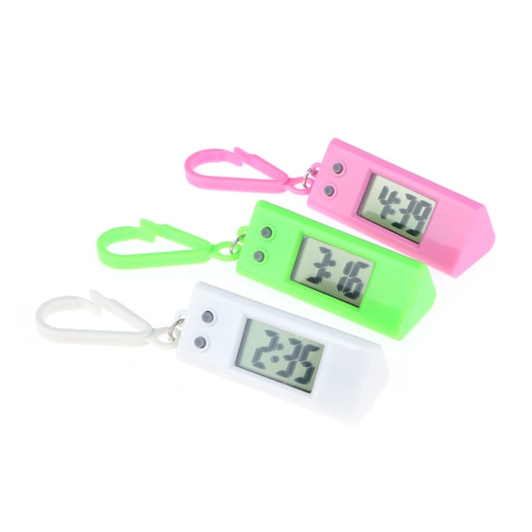 Mini elektroninen watch Unisex opiskelijakellon ripustusavain White