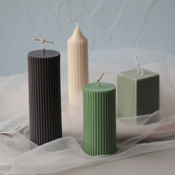 Stripe sylindrisk akryl lysform DIY lysform bryllup 5x10cm