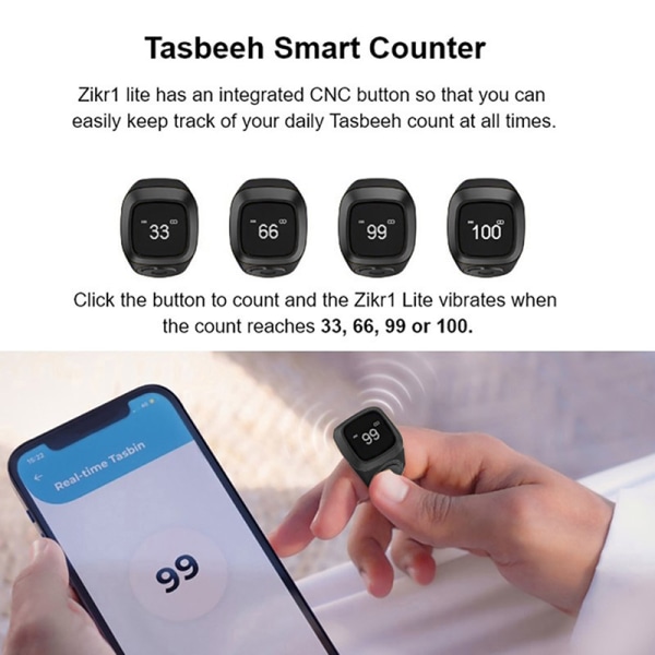 Smart Tasbih Tally Counter Ring för muslimer Zikr Digital Tasbee Onesize