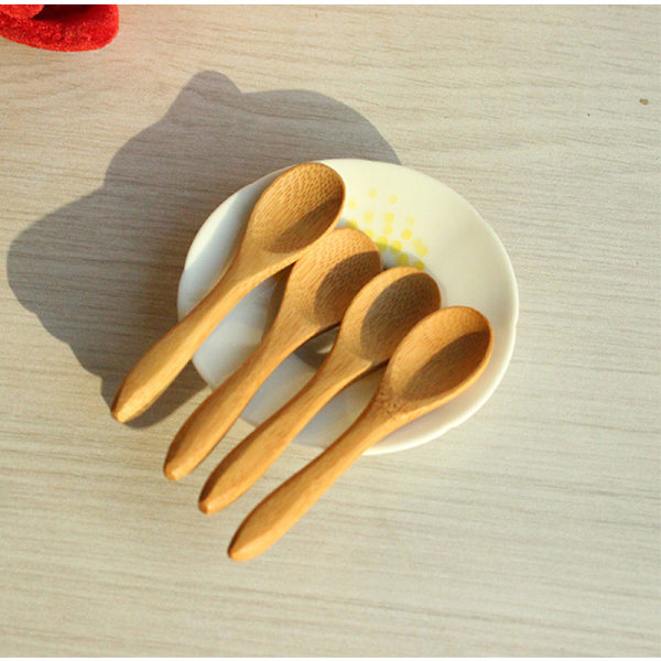 Ny lille træ baby honning kaffeske Krydderi ske 9,2*2. 3 pcs