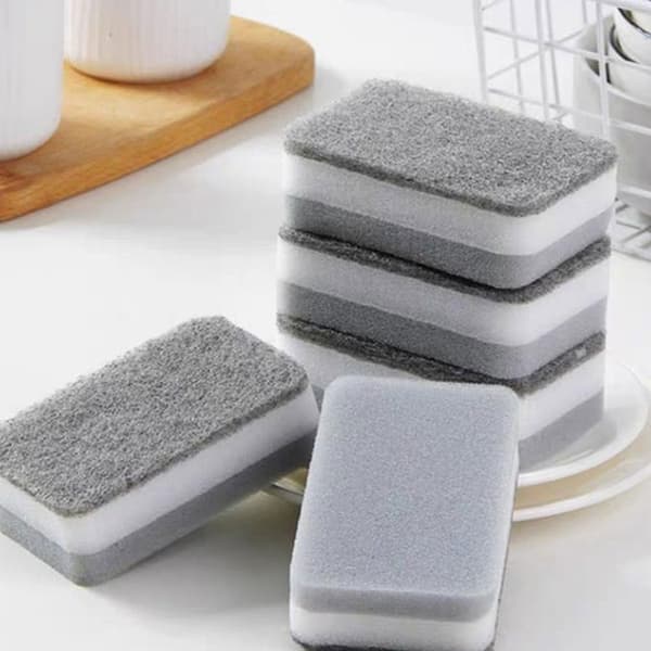 Strong Magic Sponge Rengöringsborste Diskskål Tvättsvampsats Grey 5 pcs
