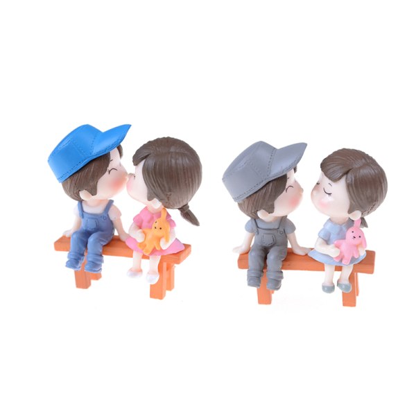 3 stk/sett Lovers Miniatyr Landskap Ornament Hage Bonsai Dol Blue Pink 0