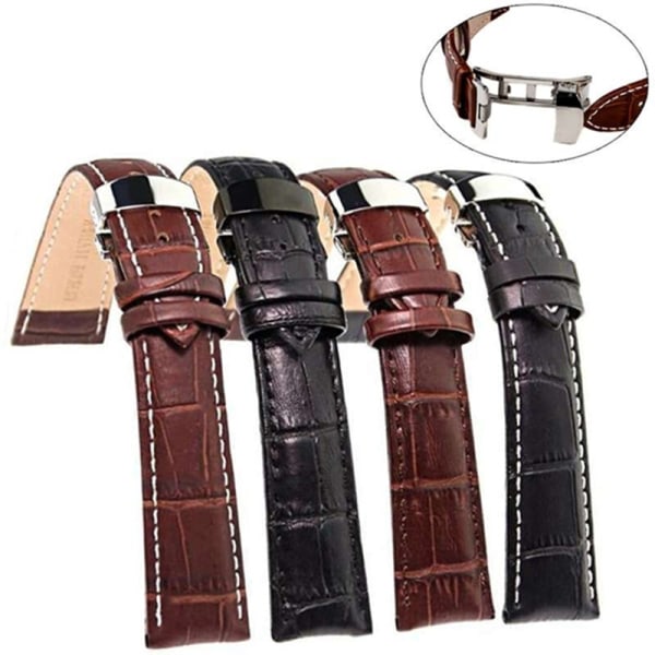 Klockarmband i äkta läder 12 mm-22 mm armband Armbandsur White 18mm
