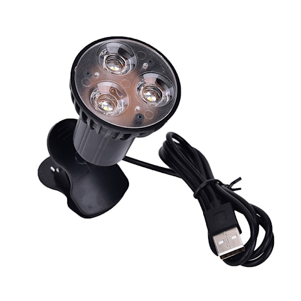 Fleksibel Super Bright 3 LED Clip On Spot USB Light Lampe For Lap black