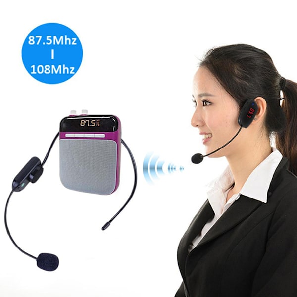FM trådlös mikrofon Headset Megafon Radio Mic för Loudspea as the picture Onesize