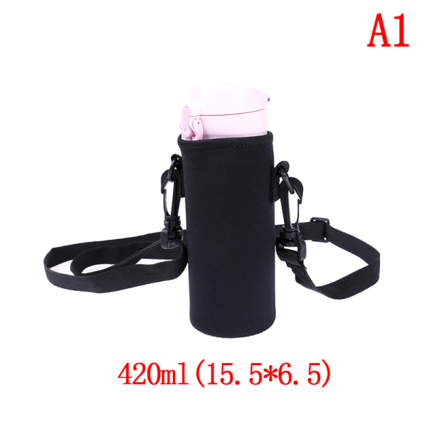 420ml-1500ml vannflaskedekselposeholderstropp Black 420ml