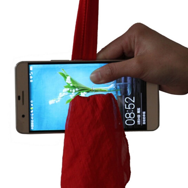 Magic Red Silk Thru Phone av Close-Up Street Magic Trick Show P 0 0
