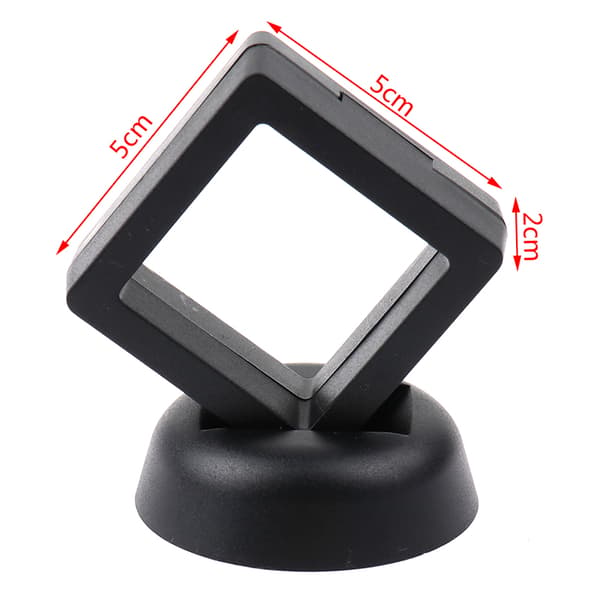 Firkantet 3D flydende smykker Mønt Display Ramme Holder Box Case m Black 5*5*2cm