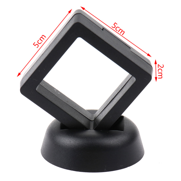 Square 3D flytende smykker Mynt Display Ramme Holder Eske Veske m Black 5*5*2cm