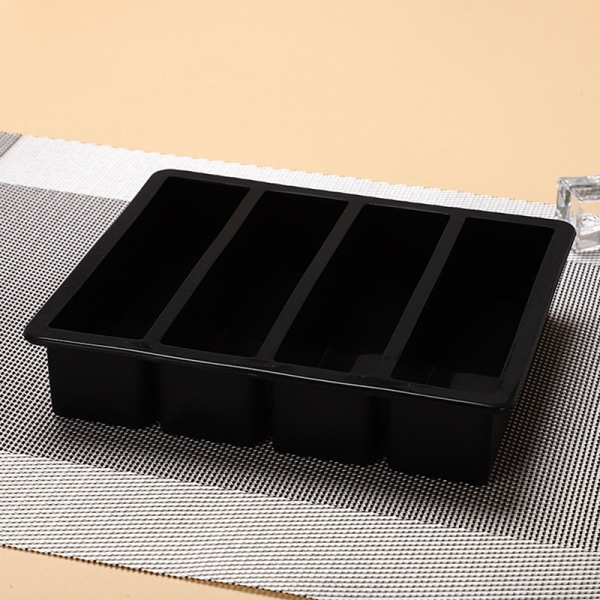 1 stk 4 gitter lang stribe silikone isterninger Firkantet bakkeform DIY C Black