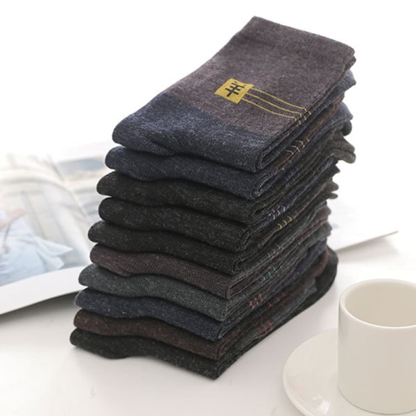 10st=5par herr vinter tjock varmrandig ullstrumpa Casual B Color Random 5 Pairs