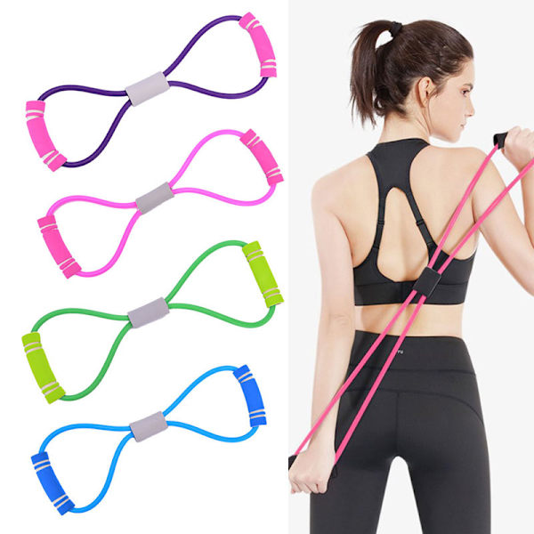 Yoga Gum Fitness Resistance 8 Word Chest Expander Rope Workout Light blue
