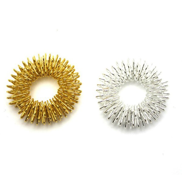 10stk Rustfritt stål Finger Massasje Ring Akupunktur Ring Ther White