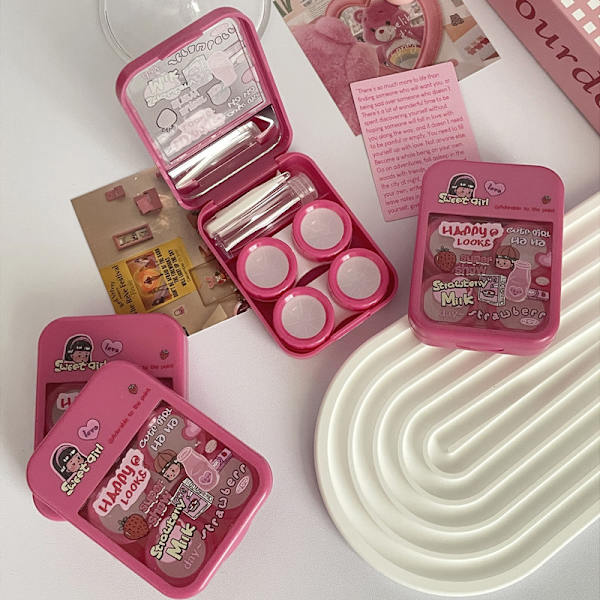 e Mini kontaktlinser etui Kit til piger Rejser Bærbar kontakt one size