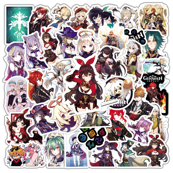 50 st Anime Genshin Impact Game Stickers Laptop Gitarr Bagage as the picture One Size