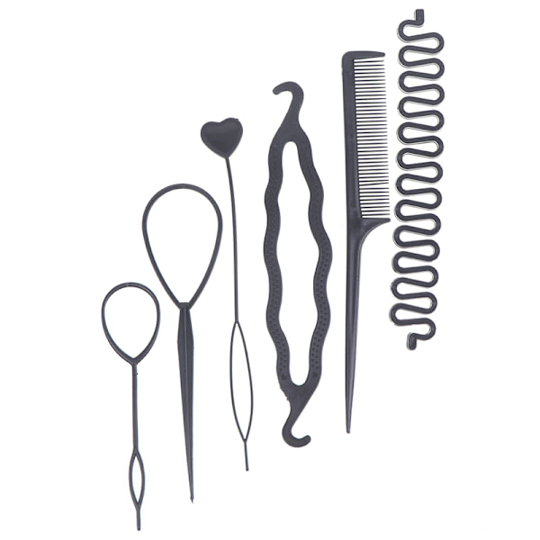 6 kpl / set Hairstyle Braiding Tools Vedettävä hiushiuslevy one size