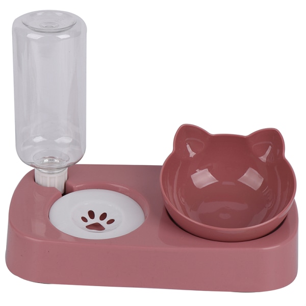 2 i 1 Cat Bowl Vanndispenser Automatisk Vannlagring Inneholder Pink 28cm