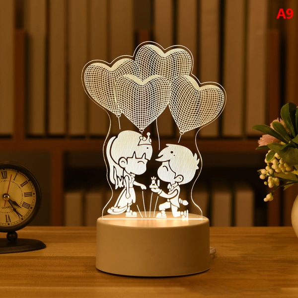 3D-platta LED-lampa Creative Night Lights Novelty Illusion Night A9 d03e |  A9 | Fyndiq